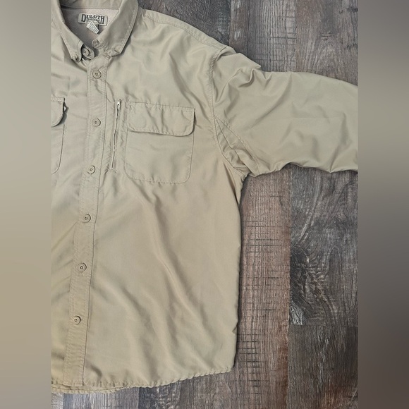 Duluth Trading Shirt Mens XL Tan Dry On The Fly Hybrid Hiking Snap - Picture 4 of 8